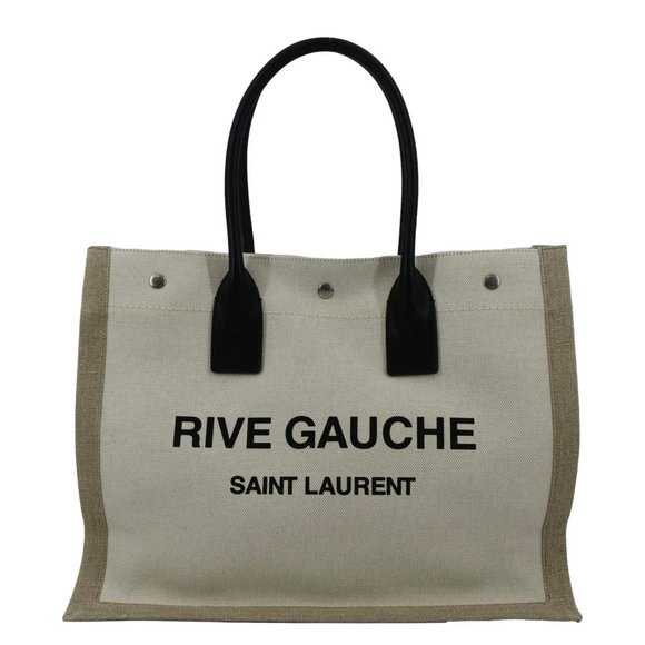 YVES SAINT LAURENT  Rive Gauche Small Linen Leather Tote Griege - Picture 1 of 13